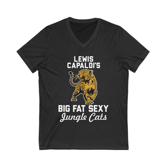 Lewis Capaldi Unisex Jersey Short Sleeve V-Neck Tee - Big Fat Sexy jungle cats