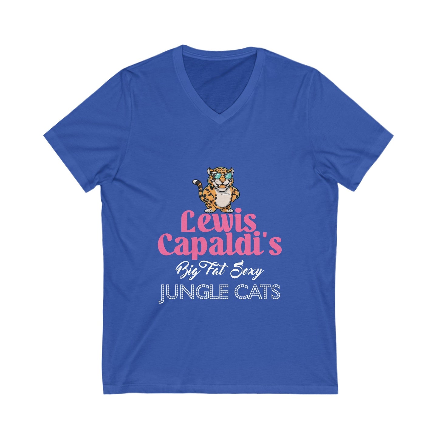 Lewis Capaldi Unisex Jersey Short Sleeve V-Neck - Big Fat Sexy Jungle Cats - S / True Royal - V-neck