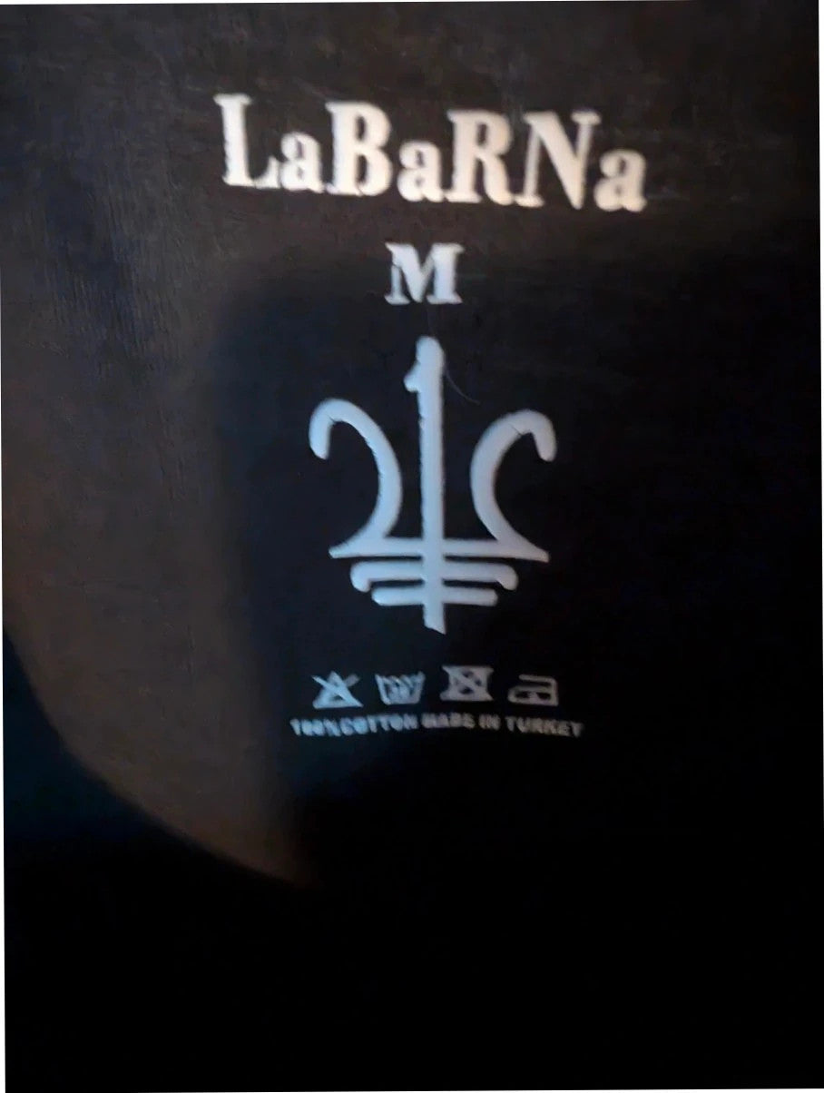 LaBarNa black graphic t-shirt featuring Ziggy Stardust lightning bolt astronaut print.