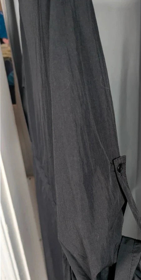 Shein Curve black utility shirt dress with O-ring zip, drawstring waist, and roll-tab sleeves.