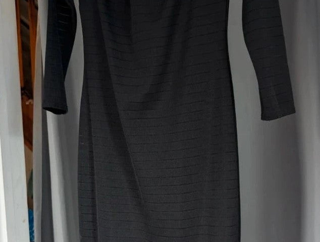 Miss Selfridge black bandage midi dress with cold shoulder cut-outs and gold zip detail.