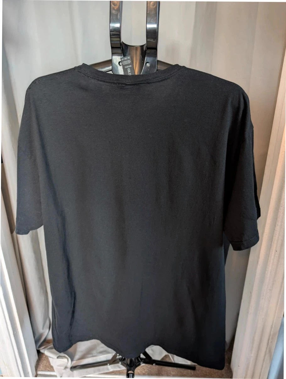 Poison black graphic tee featuring skull and crossbones logo with "Hollywood" print.