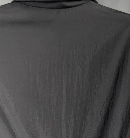 Shein Curve black utility shirt dress with O-ring zip, drawstring waist, and roll-tab sleeves.
