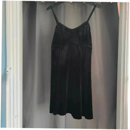 Hollister black velvet slip dress with adjustable straps and soft plush texture.