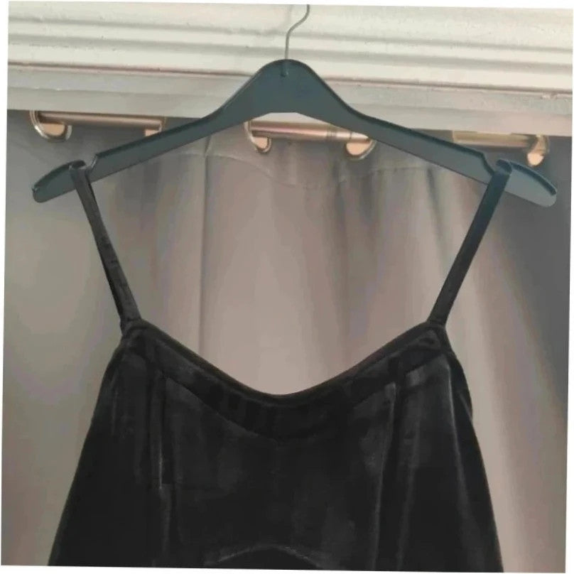 Hollister black velvet slip dress with adjustable straps and soft plush texture.