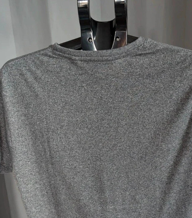 Grateful Dead grey graphic t-shirt featuring Steal Your Face skull and lightning bolt logo.
