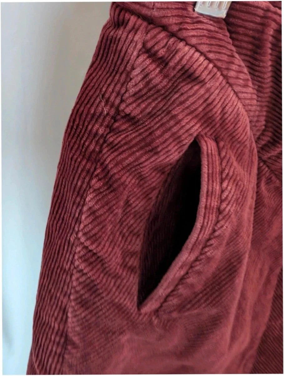& Other Stories burgundy corduroy mini skirt with Western yoke and front slant pockets