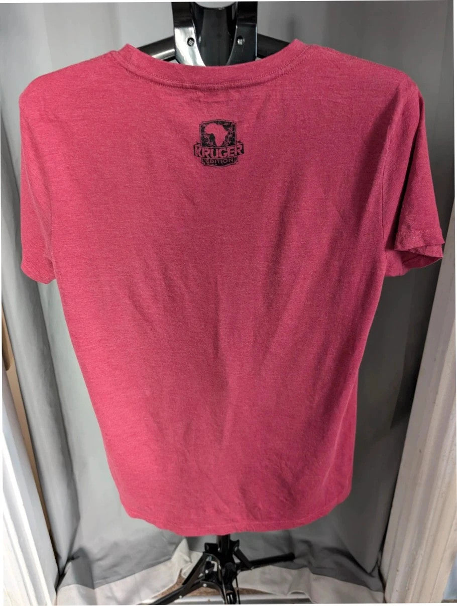 Wild Heritage burgundy pocket t-shirt featuring quirky hipster elephant graphic and "Kruger Edition" print.