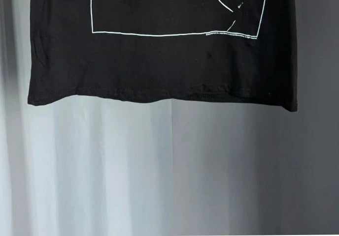 Lady Gaga black graphic t-shirt with white 'Fame Monster' print and crew neck.