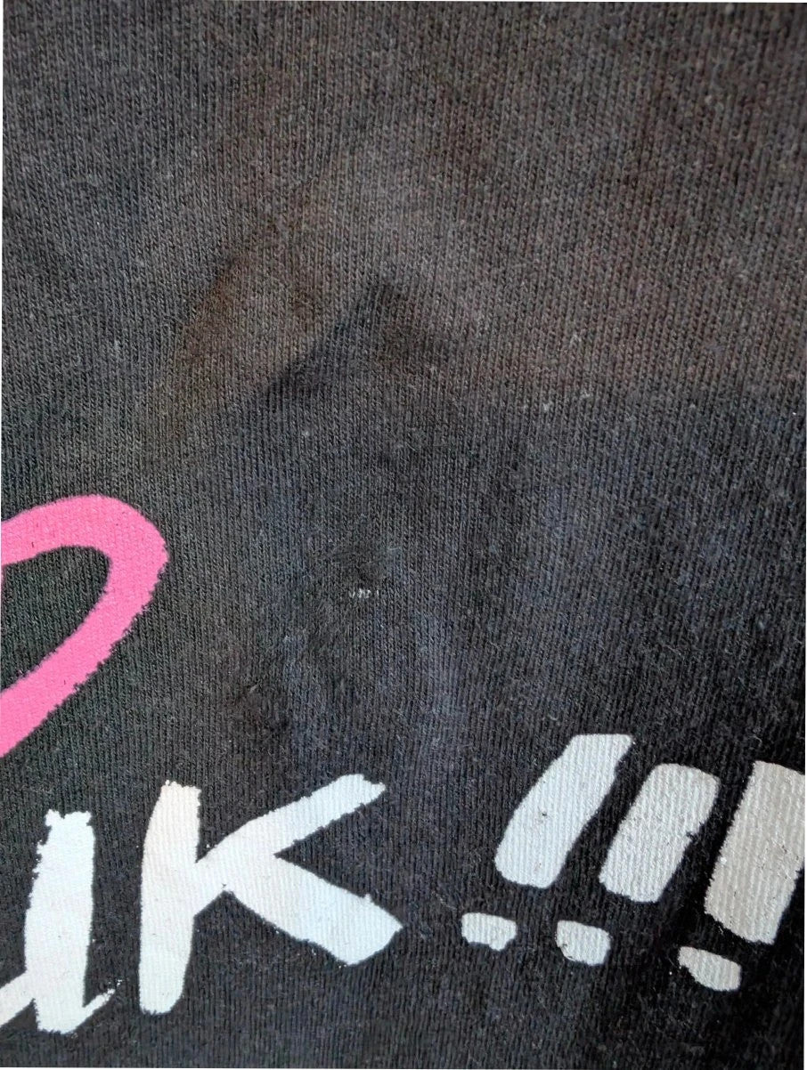Yungblud black graphic tee with metallic silver portrait and neon pink tour lettering.