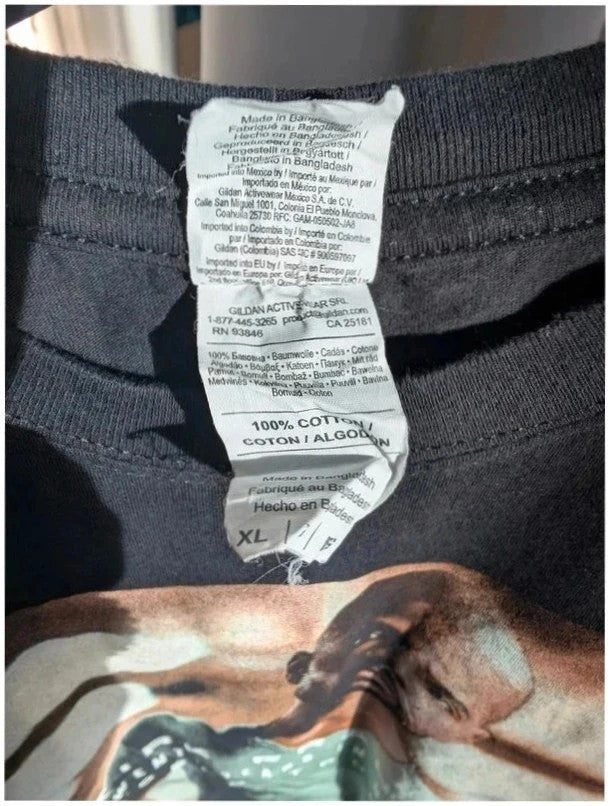 Gildan black graphic t-shirt featuring Kirk Franklin portrait and concert tour dates print.