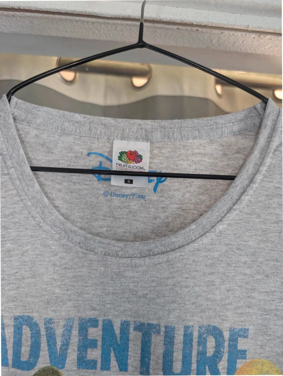 Disney grey marl pocket t-shirt featuring Adventure graphic with Carl, Russell, Dug, and Kevin.