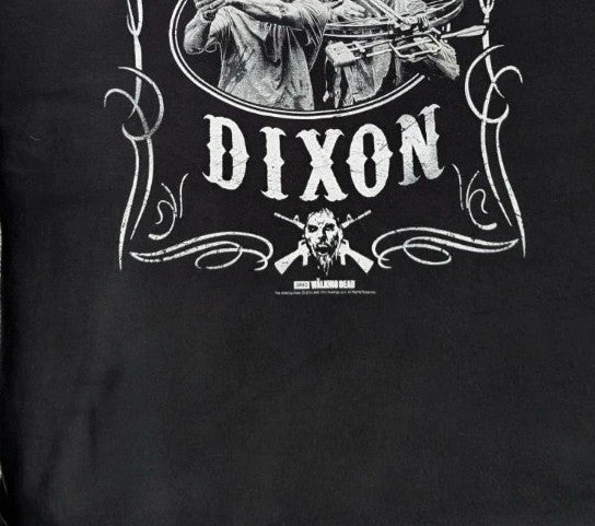 The Walking Dead black graphic tee featuring Rick Grimes and Daryl Dixon print.