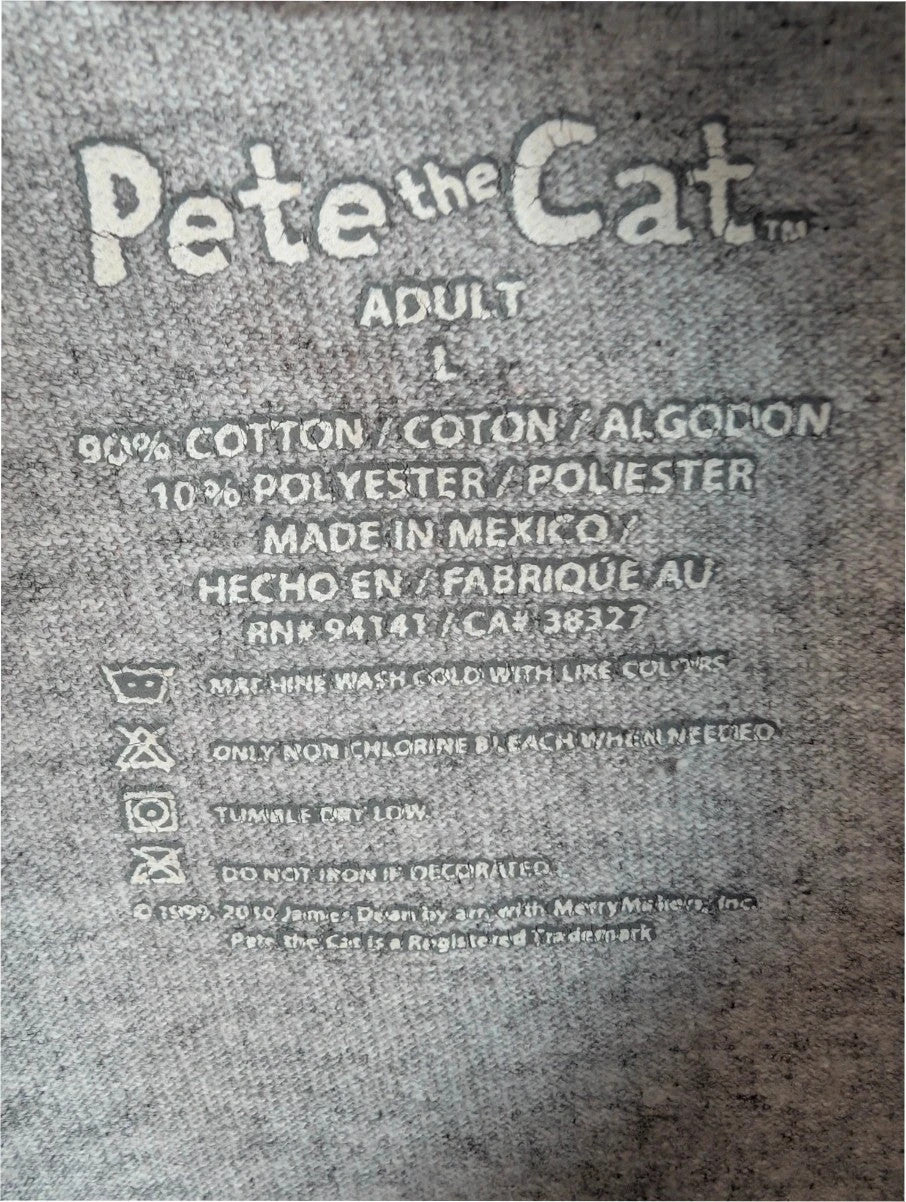 Cat & Jack grey graphic tee featuring Pete the Cat playing guitar with musical notes.