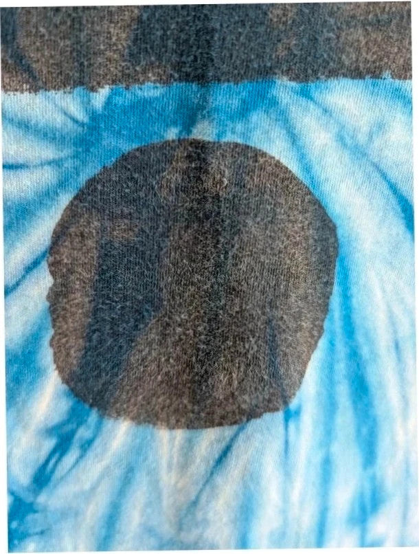 Colortone men's graphic t-shirt black and blue tie-dye with Ed Sheeran ÷ symbol print.