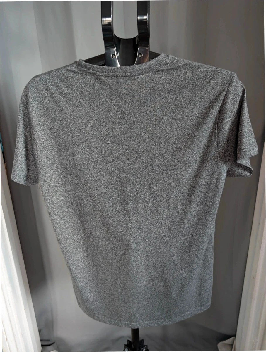 Grateful Dead grey graphic t-shirt featuring Steal Your Face skull and lightning bolt logo.