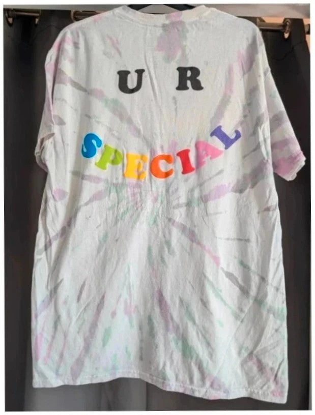 Lizzo Official Merch multi tie dye graphic t-shirt with puff print lettering and crew neck.