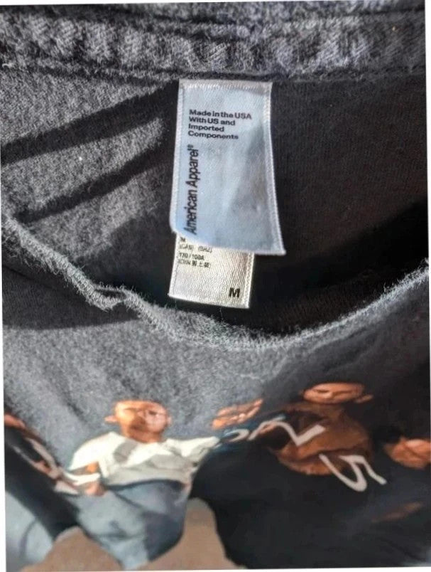 American Apparel black graphic t-shirt featuring Maroon 5 band portrait and tour dates.