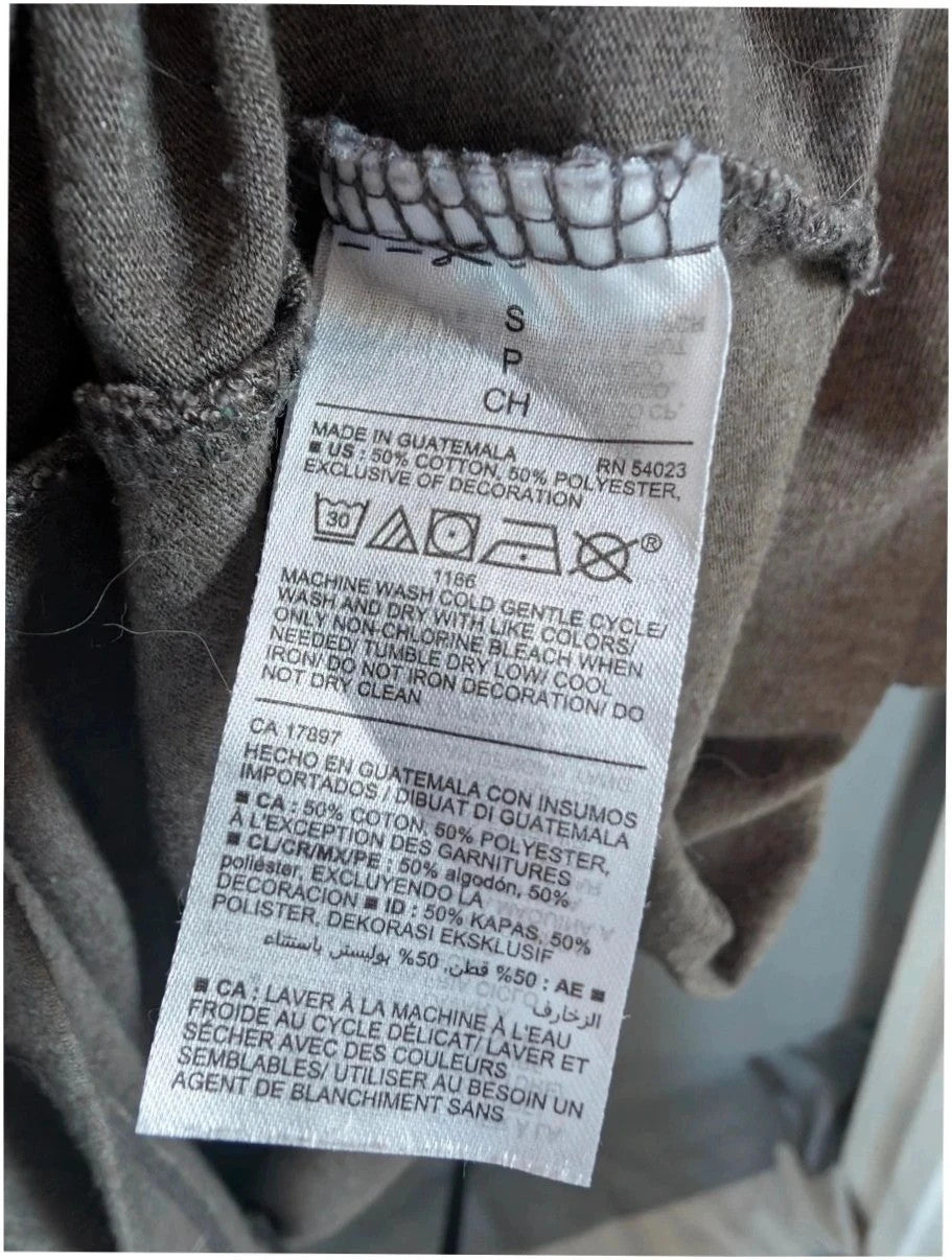 Old Navy grey graphic t-shirt featuring retro Mickey Mouse print and ribbed crew neckline.