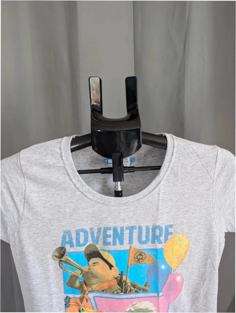 Disney grey marl pocket t-shirt featuring Up characters Carl, Russell, Dug, and Kevin.