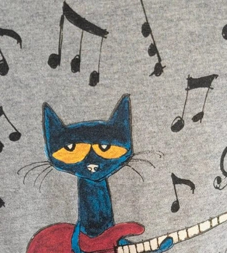 Cat & Jack grey graphic t-shirt featuring Pete the Cat with guitar and musical notes.