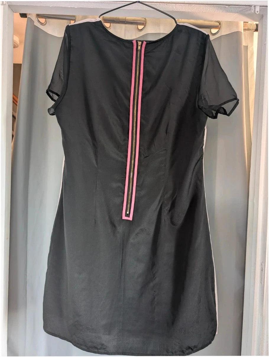 Miss Selfridge multi tropical bird print maxi dress with sheer black sleeves and pink zip.