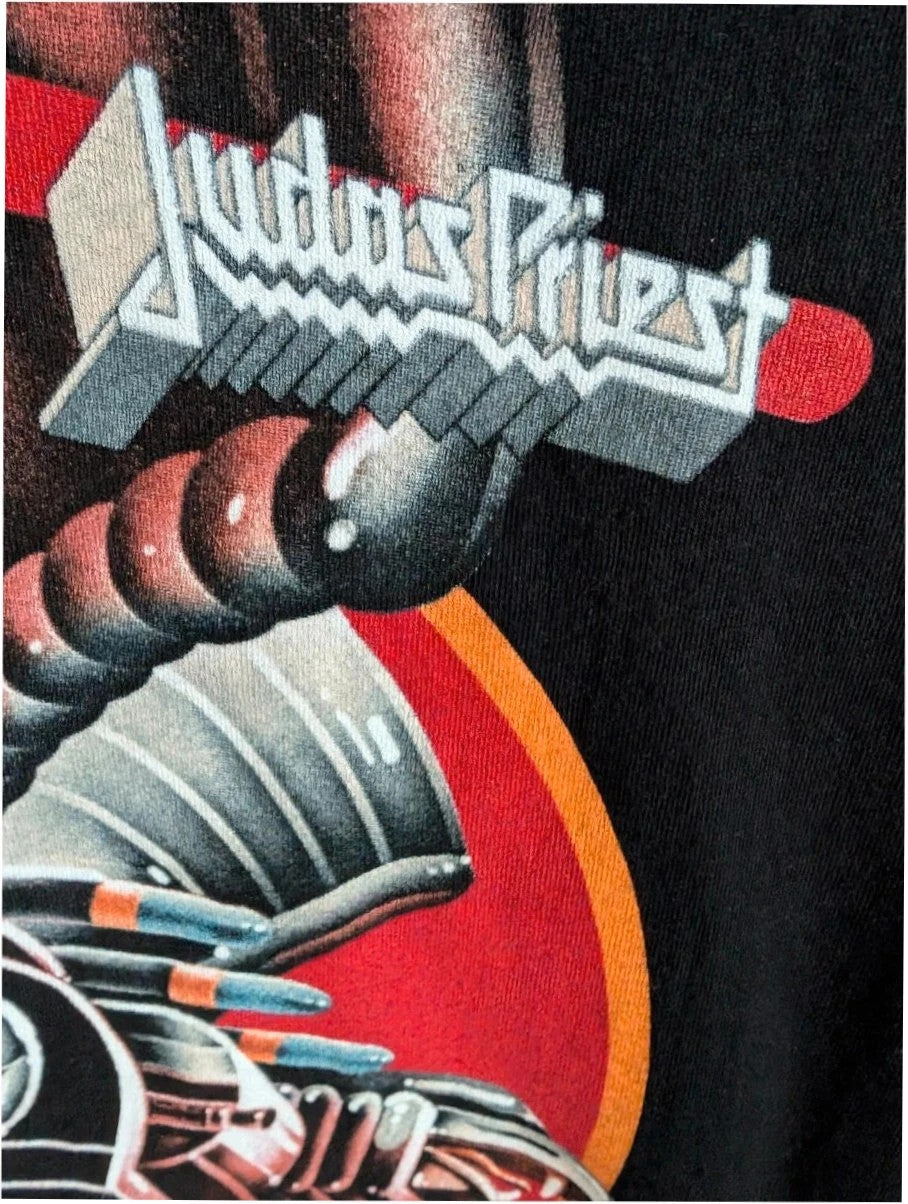 Judas Priest black graphic tee featuring red "Screaming for Vengeance" eagle artwork and logo.