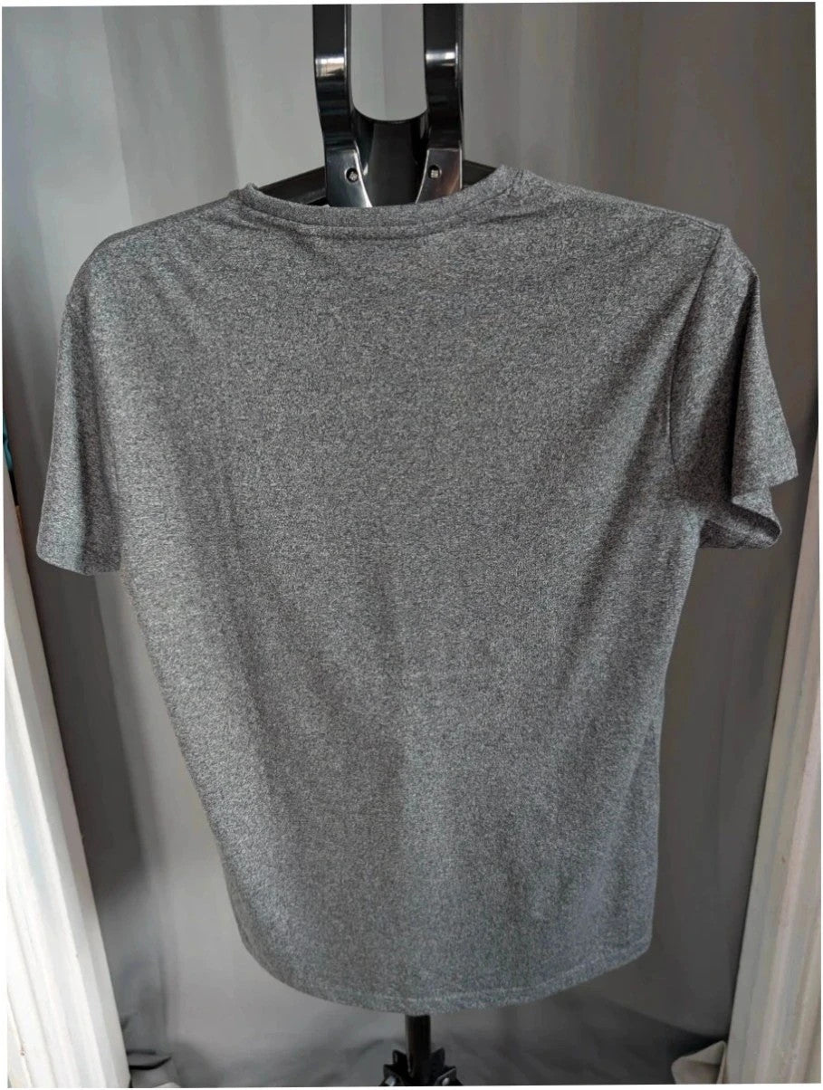 Grateful Dead grey graphic t-shirt featuring Steal Your Face skull and lightning bolt logo.
