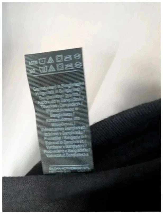 Gildan graphic tee black with orange and blue double-sided band prints, soft cotton.