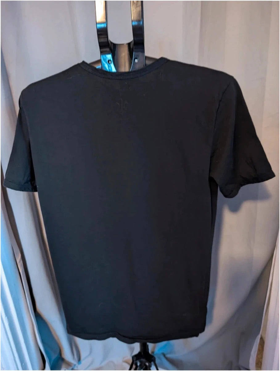 LaBarNa black graphic t-shirt featuring Ziggy Stardust lightning bolt astronaut print.