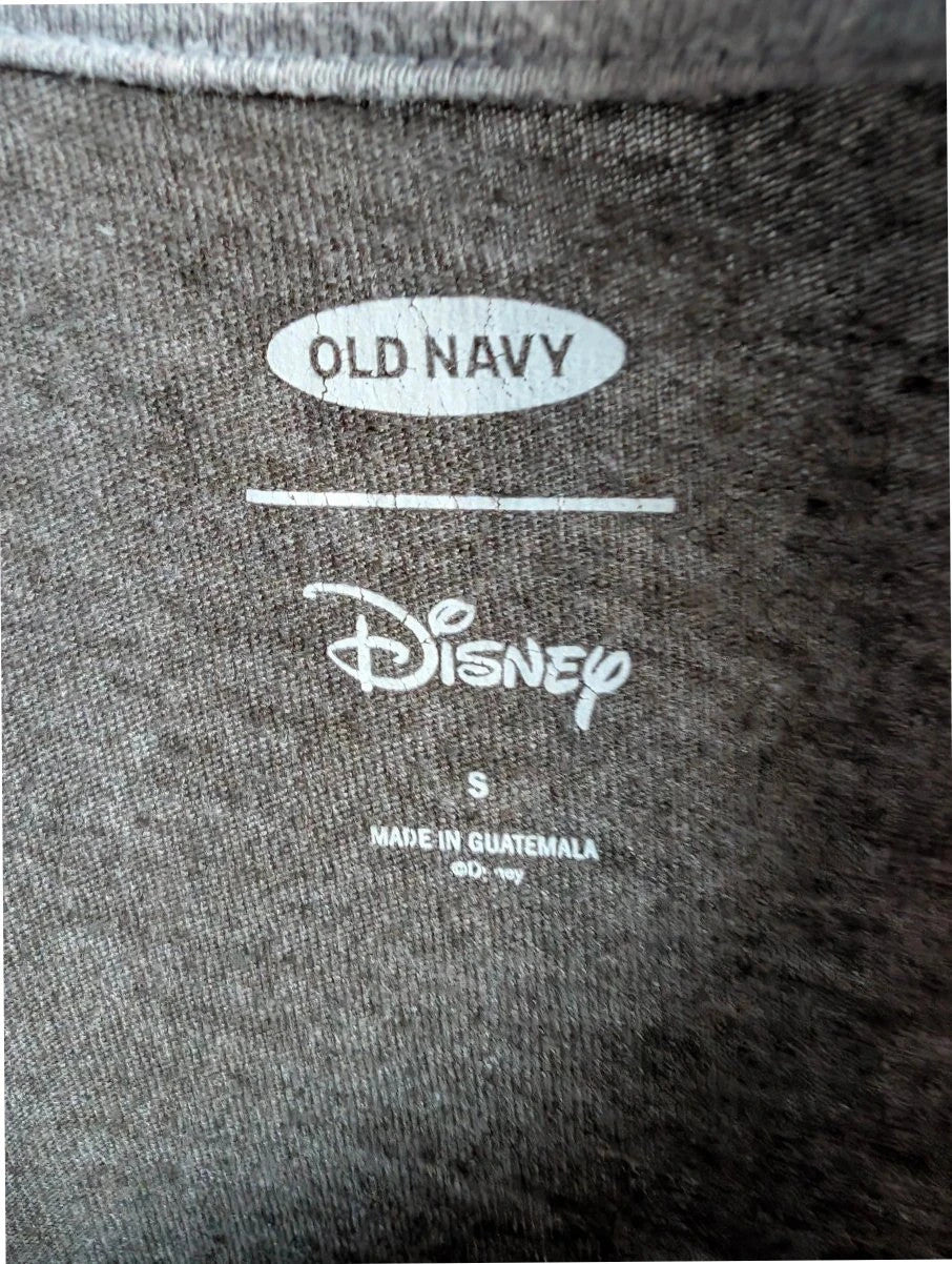 Old Navy grey graphic tee featuring retro Mickey Mouse artwork and ribbed crew neckline.