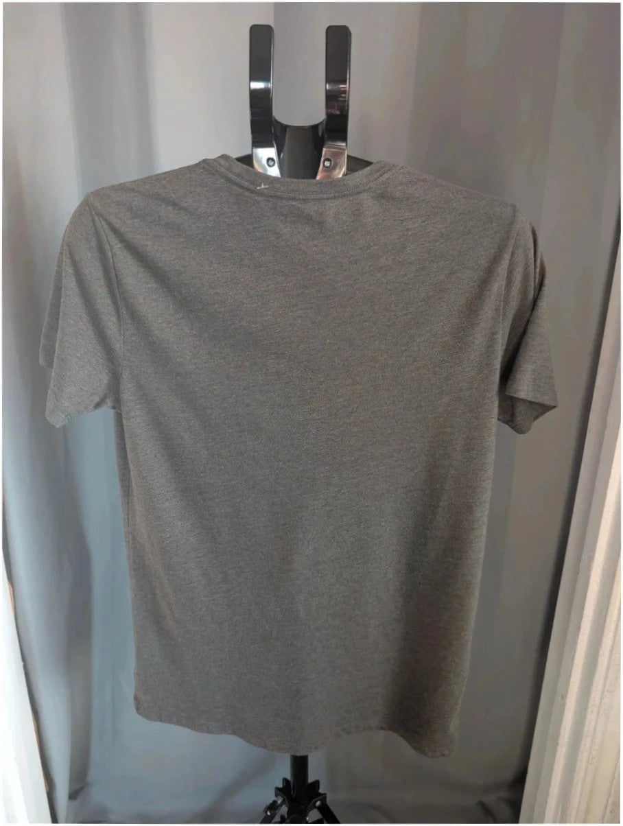 Old Navy grey graphic t-shirt featuring retro Mickey Mouse print and ribbed crew neckline.