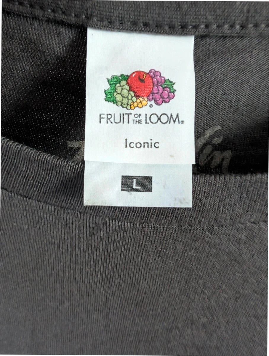 Fruit of the Loom charcoal grey graphic tee featuring Jafar, cobras, and magic lamp print.