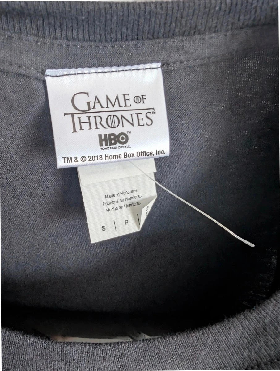 Game Of Thrones graphic tee black with red house sigils and crossing swords print.
