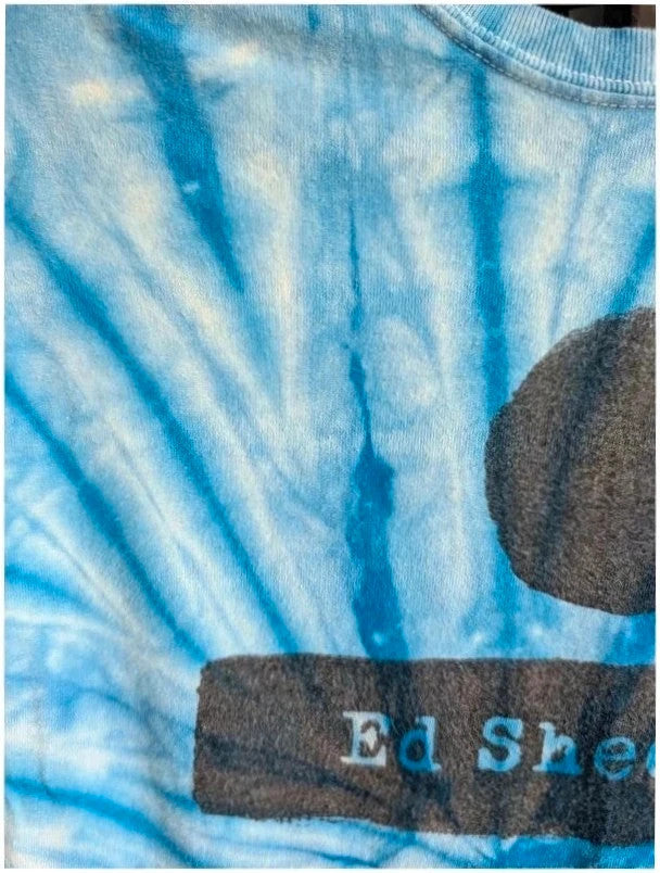 Colortone men's graphic t-shirt black and blue tie-dye with Ed Sheeran ÷ symbol print.