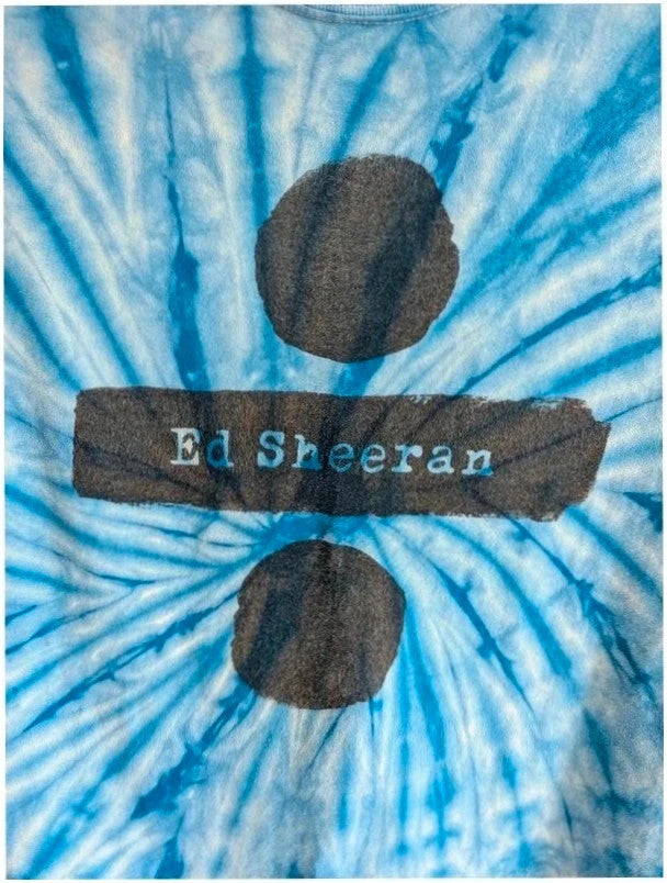 Colortone men's graphic t-shirt black and blue tie-dye with Ed Sheeran ÷ symbol print.