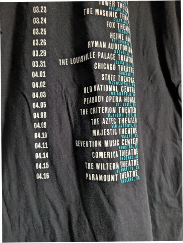 Gildan black graphic tee featuring colorful Kirk Franklin photo and tour date list.