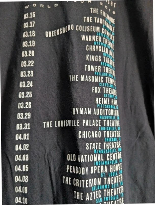 Gildan black graphic tee featuring colorful Kirk Franklin photo and tour date list.