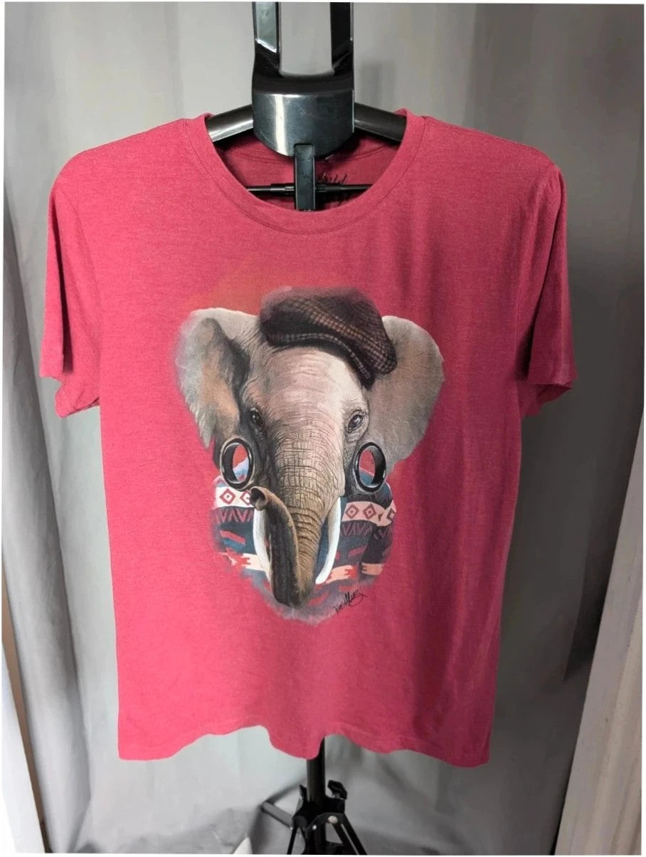 Wild Heritage burgundy pocket t-shirt with hipster elephant graphic and "Kruger Edition" print.