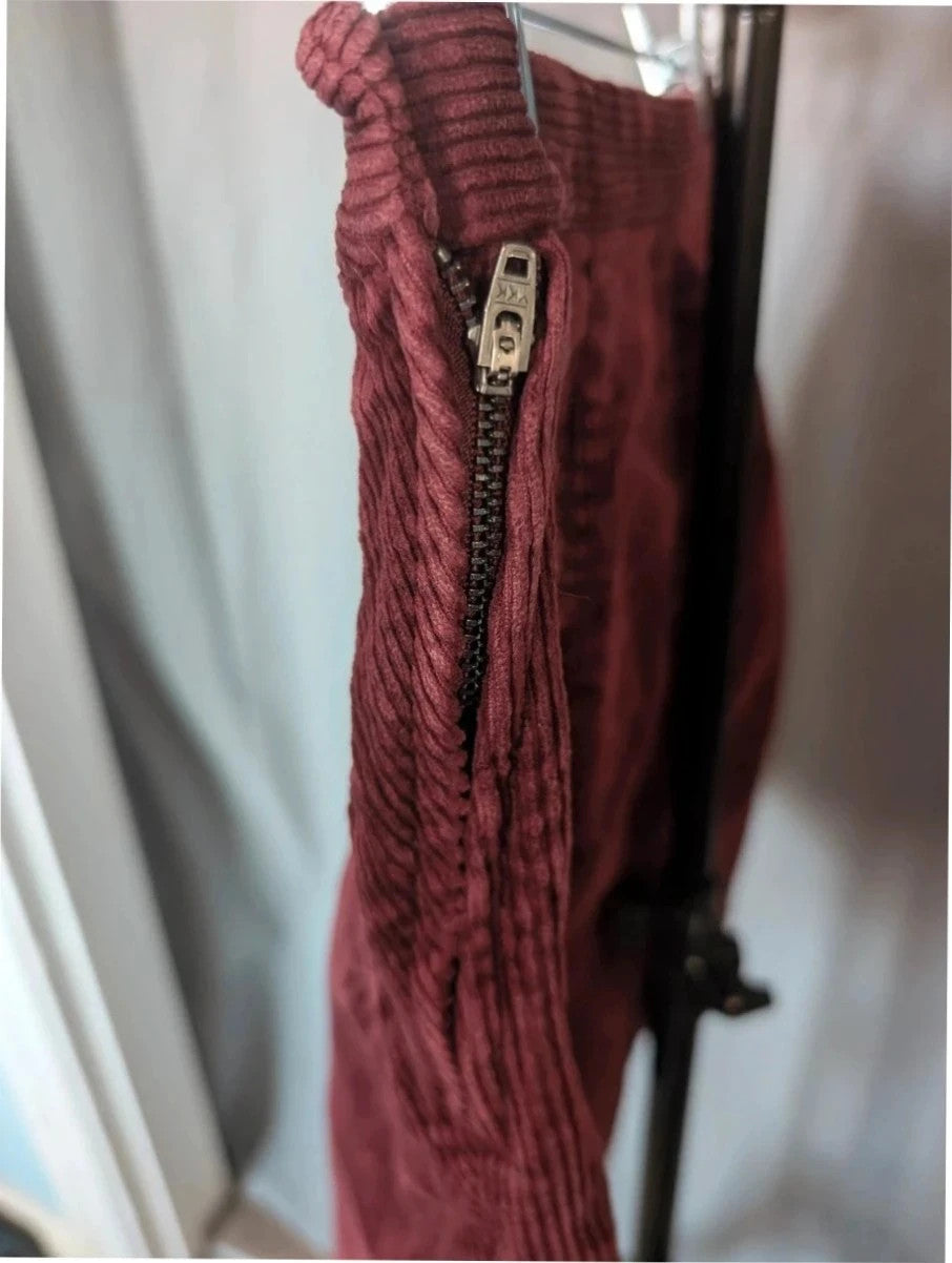 & Other Stories burgundy corduroy mini skirt with Western yoke and front slant pockets