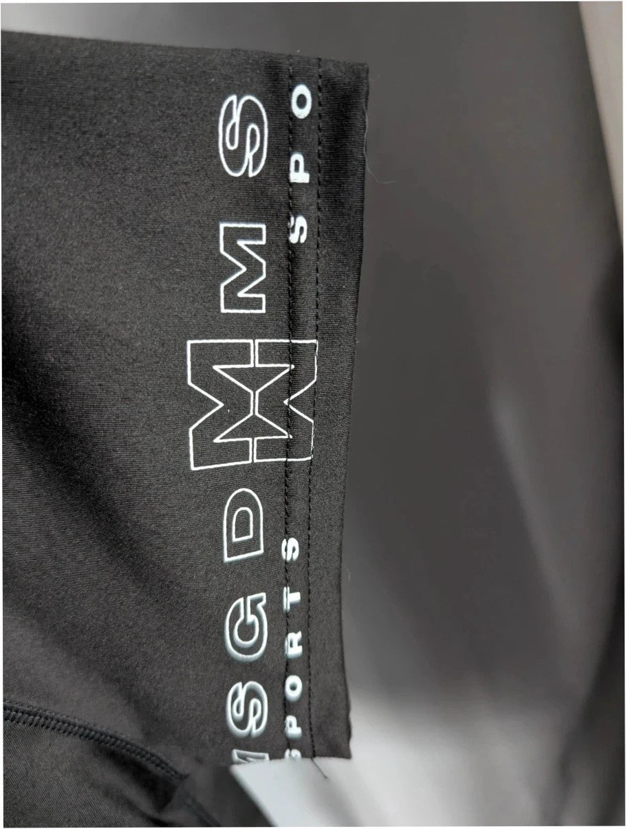 Missguided Plus black cropped gym top with white graphic logo and crew neckline.