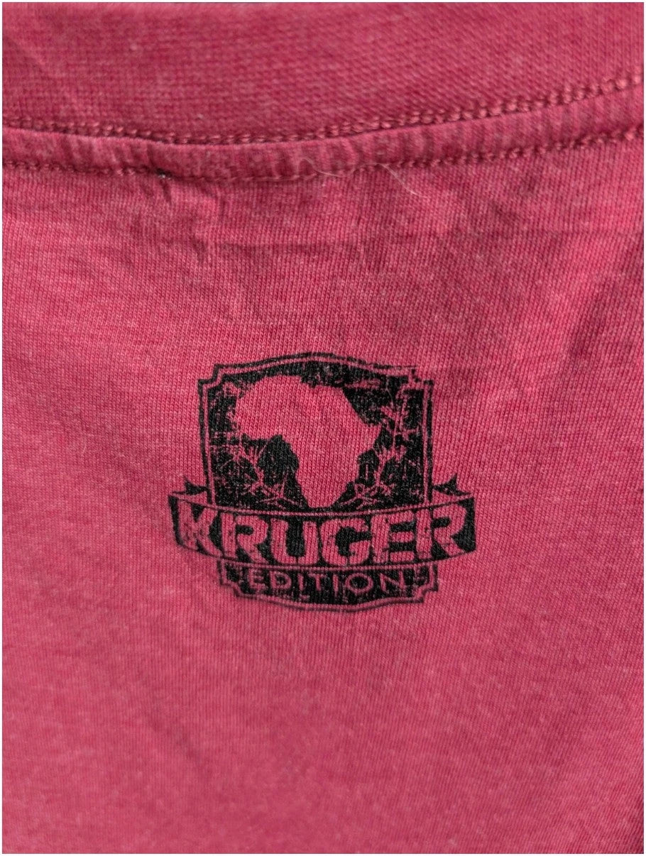 Wild Heritage burgundy pocket t-shirt featuring quirky hipster elephant graphic and "Kruger Edition" print.