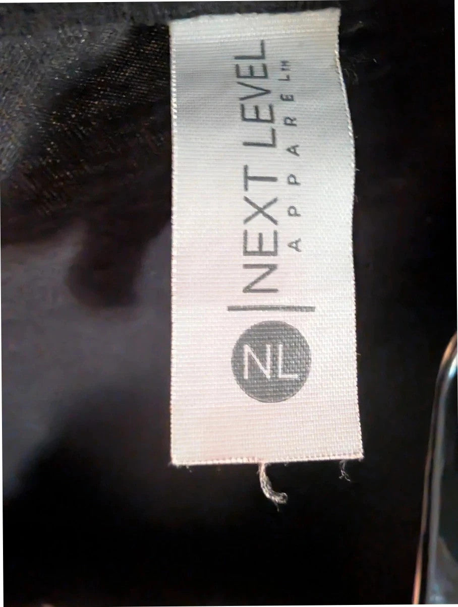 Next Level black graphic tee featuring pink Falling In Reverse logo and band portrait.