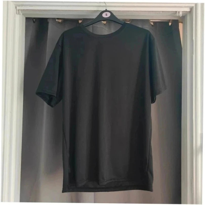 Unbranded black graphic t-shirt with neon pink teddy bear and bold text design.