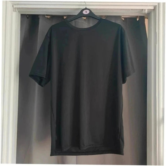 Unbranded black graphic t-shirt with neon pink teddy bear and bold text design.