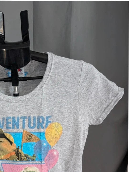 Disney grey marl pocket t-shirt featuring Up characters Carl, Russell, Dug, and Kevin.