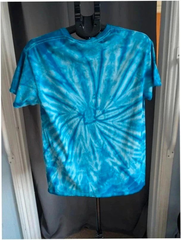 Colortone men's graphic t-shirt black and blue tie-dye with Ed Sheeran ÷ symbol print.