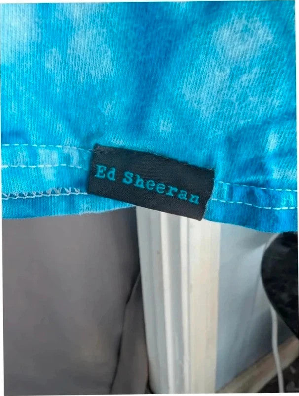 Colortone men's graphic t-shirt black and blue tie-dye with Ed Sheeran ÷ symbol print.