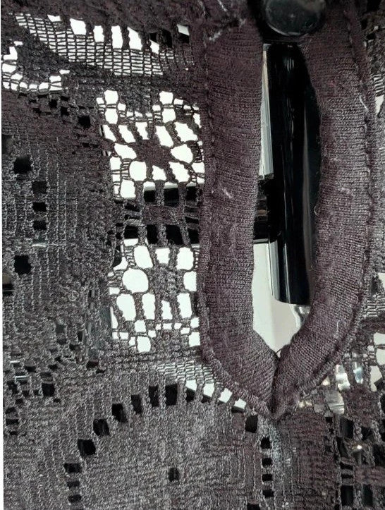 Atmosphere black sleeveless top sheer lace floral pattern Peter Pan collar detail