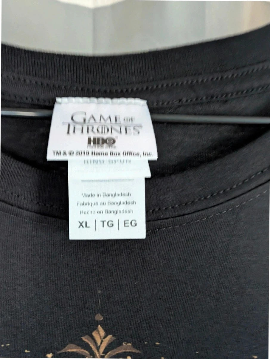 Game Of Thrones black graphic tee featuring house sigils print on soft cotton.